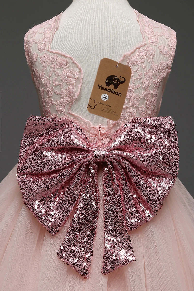 Yeedison 2018 Baby Girls Dress Sequined Bow Kids Party Dresses For Girls Lace Wedding Princess Dress Cute Children Costume Gowns (12)