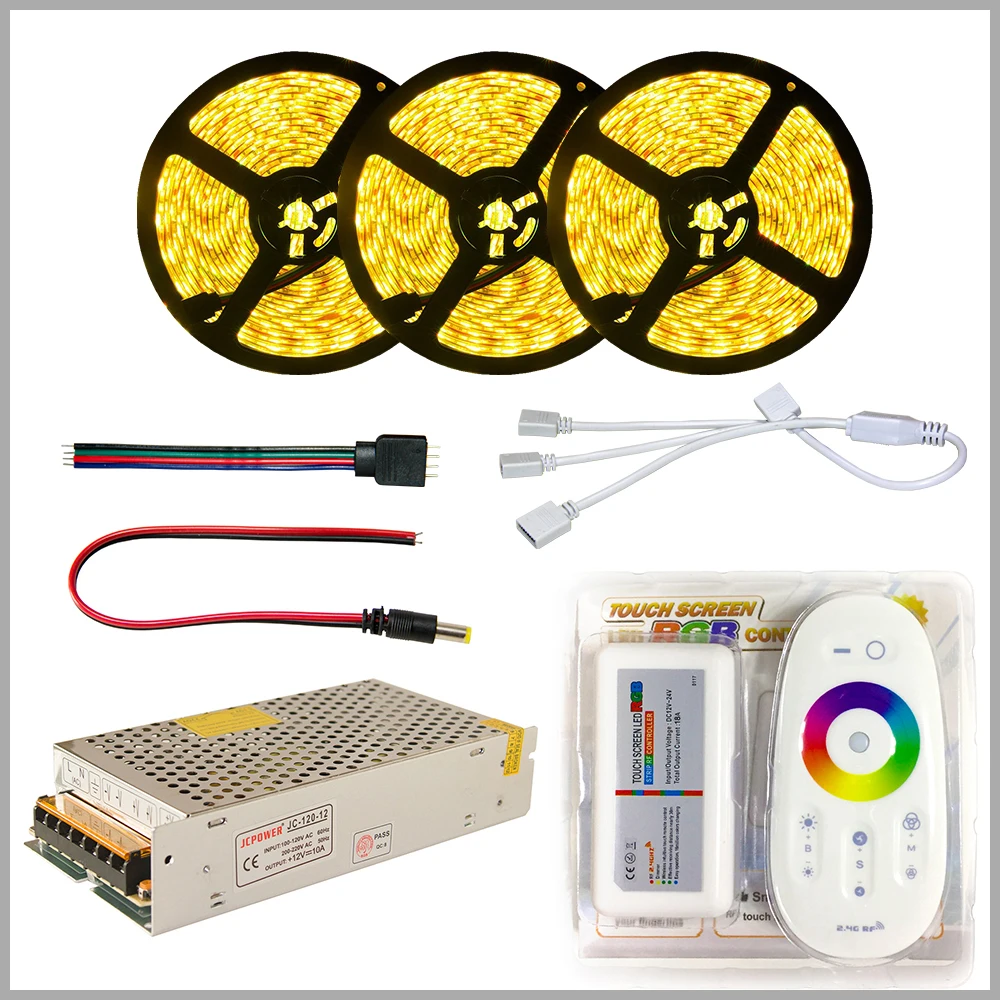 Набор светодиодных лент DC12V SMD 5050 RGB RGBW диодный Водонепроницаемый светодиодный Скотч+ пульт дистанционного управления+ блок питания гибкий светильник 20 м 5 м