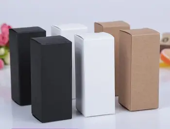 

100pcs/lot 10ml/20ml/30ml/50ml/100ml Blank White Black Kraft Paper Box for Dropper Bottle Cosmetics Party Gift Boxes valve tubes