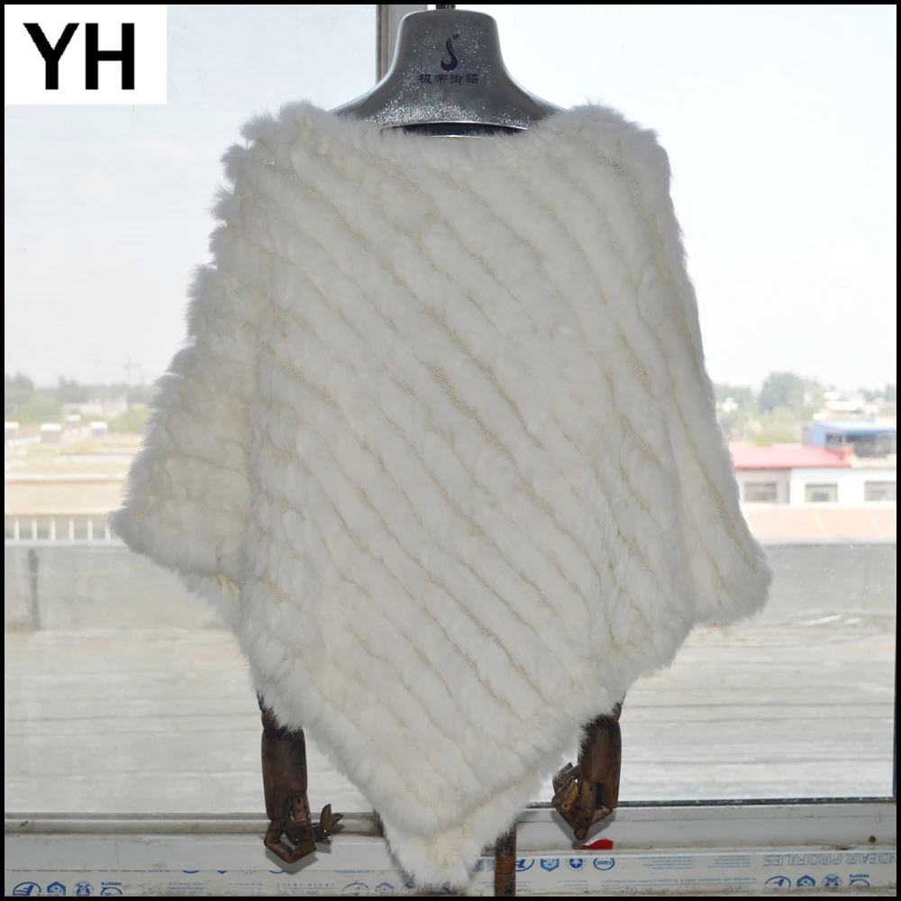 

2019 New Women Casual Real Natural Rabbit Fur Pashmina Lady Knitted Striped Real Rabbit Fur Scarf Real Rabbit Fur Poncho Shawl
