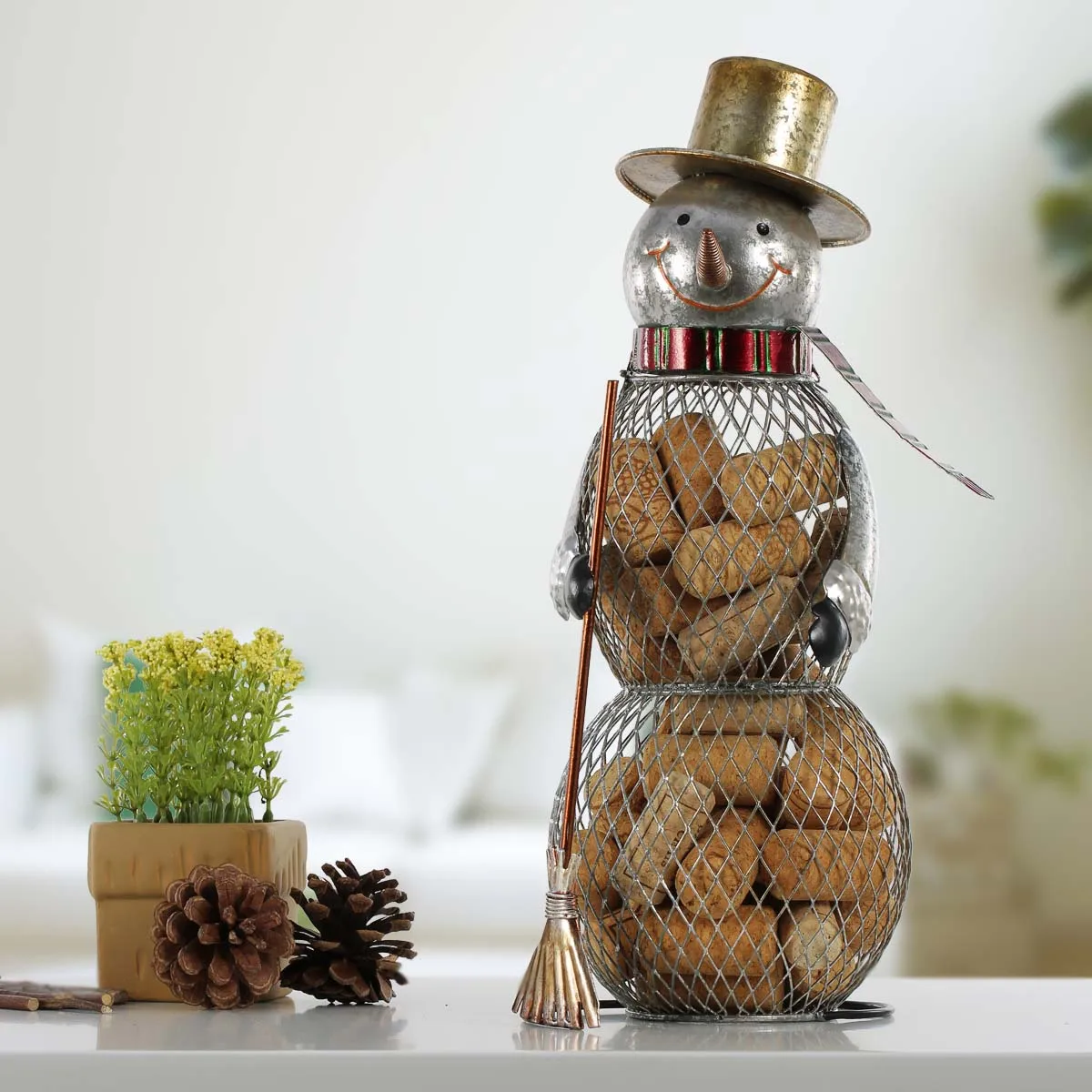 Christmas Snowman Cork Container Metal Handcrafts Home Decoration Practical Crafts Christmas Gift