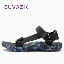 BUVAZIK/мужские летние сандалии, брендовые модные парусиновые мужские пляжные непромокаемые сандалии, камуфляжные черные повседневные туфли на плоской подошве