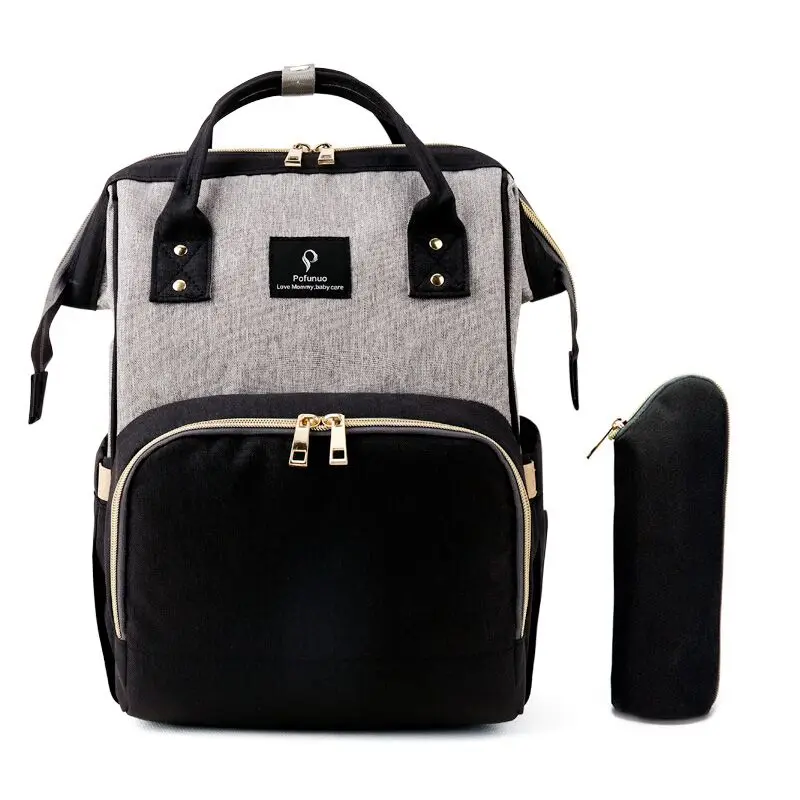 Сумка для подгузников, USB Большая вместительная сумка для подгузников, водонепроницаемый дорожный рюкзак для беременных, дизайнерские сумки для кормления, сумки для детских колясок - Цвет: grey with black