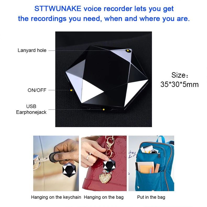 STTWUNAKE original Audio Voice Recorder professional Digital HD Dictaphone Mini hidden denoise long-distance HiFi Lossless MP3 STTWUNAKE original Audio Voice Recorder professional Digital HD Dictaphone Mini hidden denoise long-distance HiFi Lossless MP3