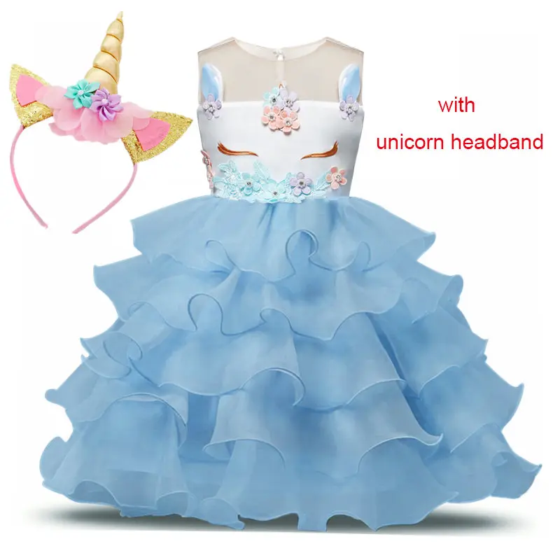 Праздничное платье с единорогом; Детский костюм для костюмированной вечеринки на Хэллоуин и Рождество; свадебное платье с цветочным узором для девочек; платье принцессы для девочек