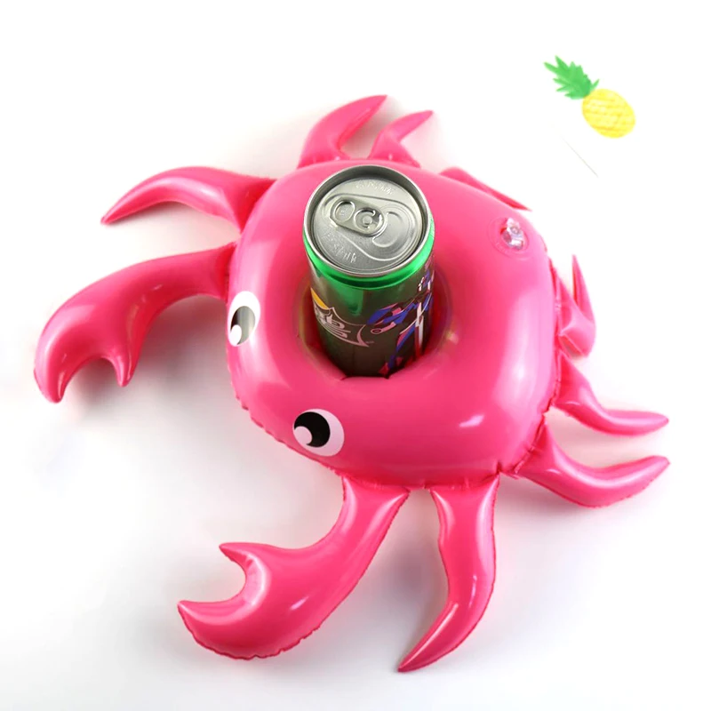 

30cm Children's Bath Toys Hot Sale pink Crab animal Cup Seat Inflatable Water Coaster Float Drink Cup Holder