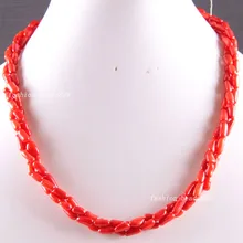 Envío gratis joyería moda piedra Natural mar rojo Coral Beads Weave collar 19 ” E821
