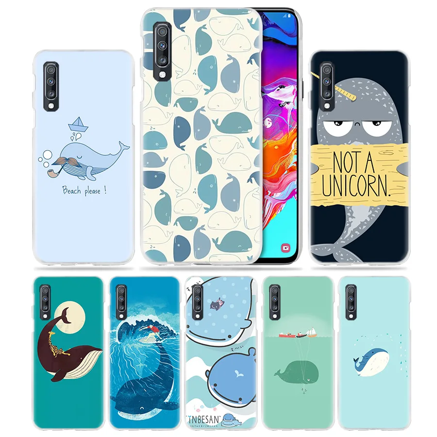 

Funny Whale Case for Samsung Galaxy A50 A70 A20e A40 A30 A20 A10 A8 A6 Plus A9 A7 2018 Hard Clear PC Cartoon Phone Coque Cover