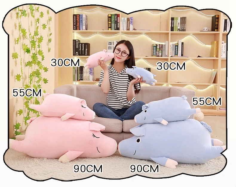 Cuddly Soft Lying Piggy Plush Pillows Doll Big Stuffed Animals Pig Toy for Children Gift Decoration 35inch 90cm DY50446 (6)