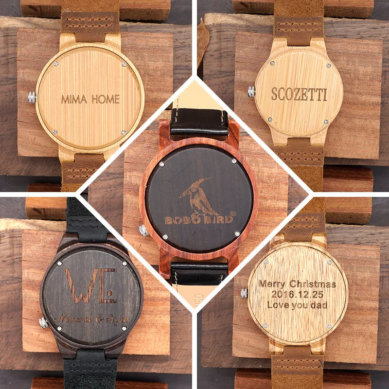 BOBO BIRD L-N14 Couple Wooden Watches 100% Natural Wood Watches Men Women Clock Christmas Gift in Case