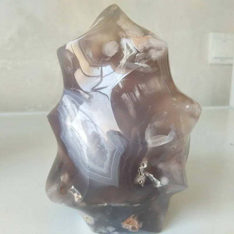 100% Natural stone sakura agate crystal flame home decoration agate ice cream geomantic agate small stones and healing crystals