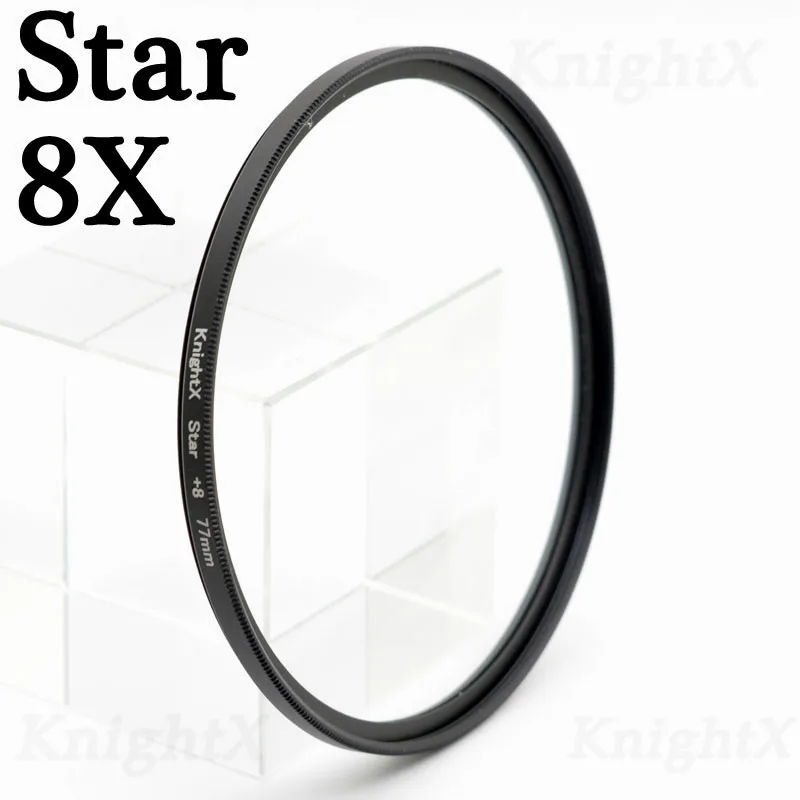 KnightX 49 мм 52 мм 55 мм 58 мм 67 мм 77 мм FLD UV CPL Star nd фильтр объектива для Nikon Canon градиентный поляризационный комплект объективов для камеры 72 62 - Цвет: Star 8X