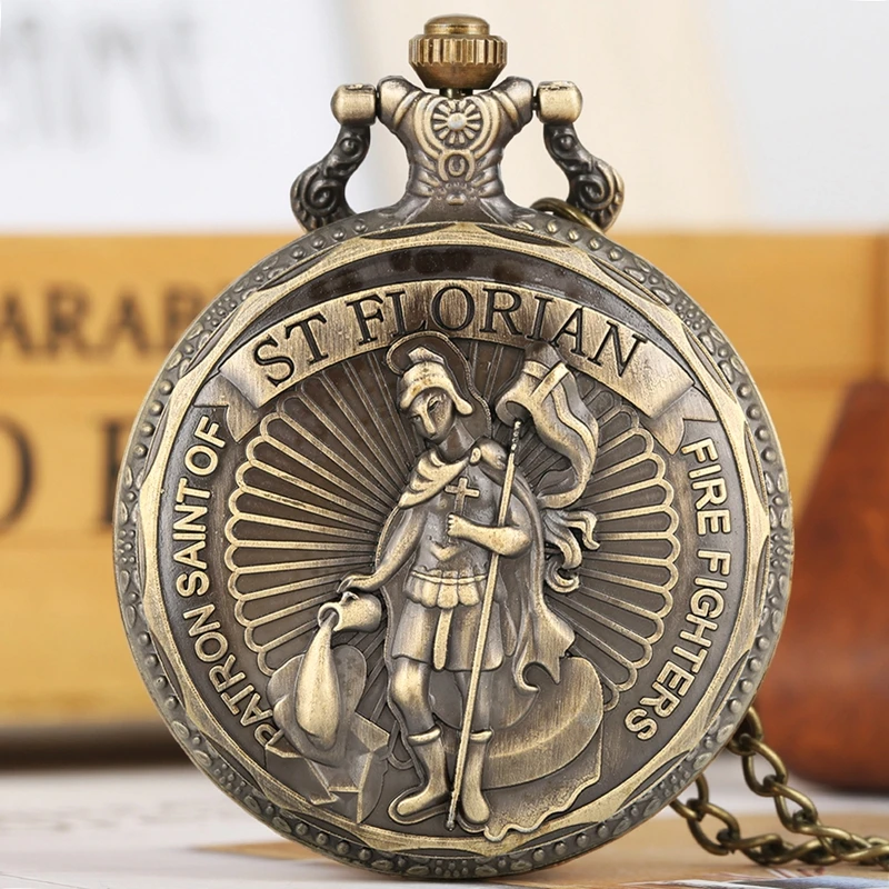 ST Saint Florian Patron Saint Of Fire Fighters вызов кварцевые карманные часы традиция приношение самоотверженность подарок на цепочку