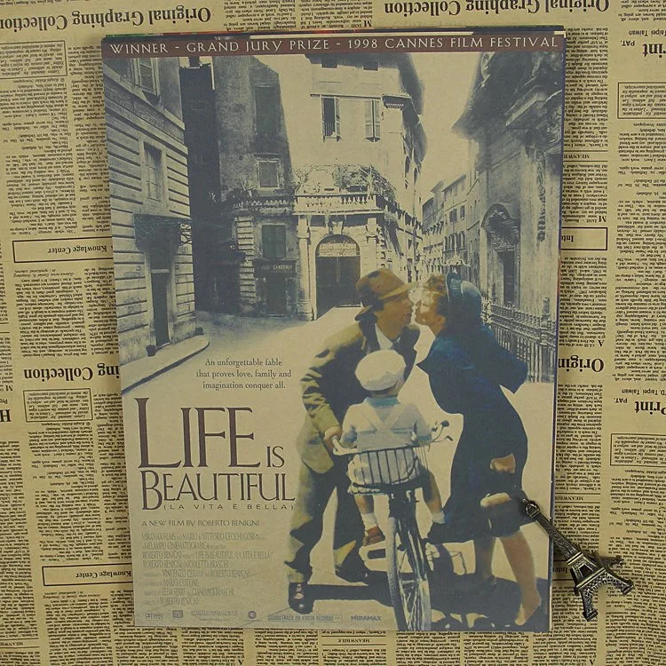Красивый итальянский классический кинопостер Life is beautiful декоративная живопись