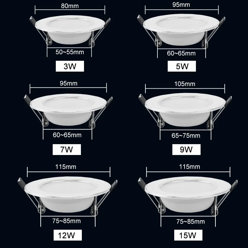 Светодиодный светильник, 3 Вт, 5 Вт, 7 Вт, 9 Вт, 12 Вт, 15 Вт круглый встраиваемый светильник 220V 230V 240V светодиодный лампы Спальня Кухня Крытый светодиодный точечное освещение