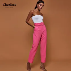Casual Pants High Waist Autumn Belted Straight Leg Slacks Office Lady Suit Pants Women Trousers Casual Pants High Waist Autumn Belted Straight Leg Slacks Office Lady Suit Pants Women Trousers