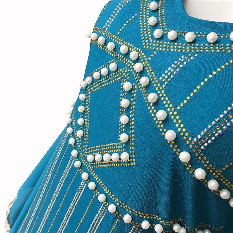 Африканские платья для женщин Дашики алмаз африканская одежда Базен Broder Riche сексуальный тонкий рукав рюшами халат вечернее длинное платье