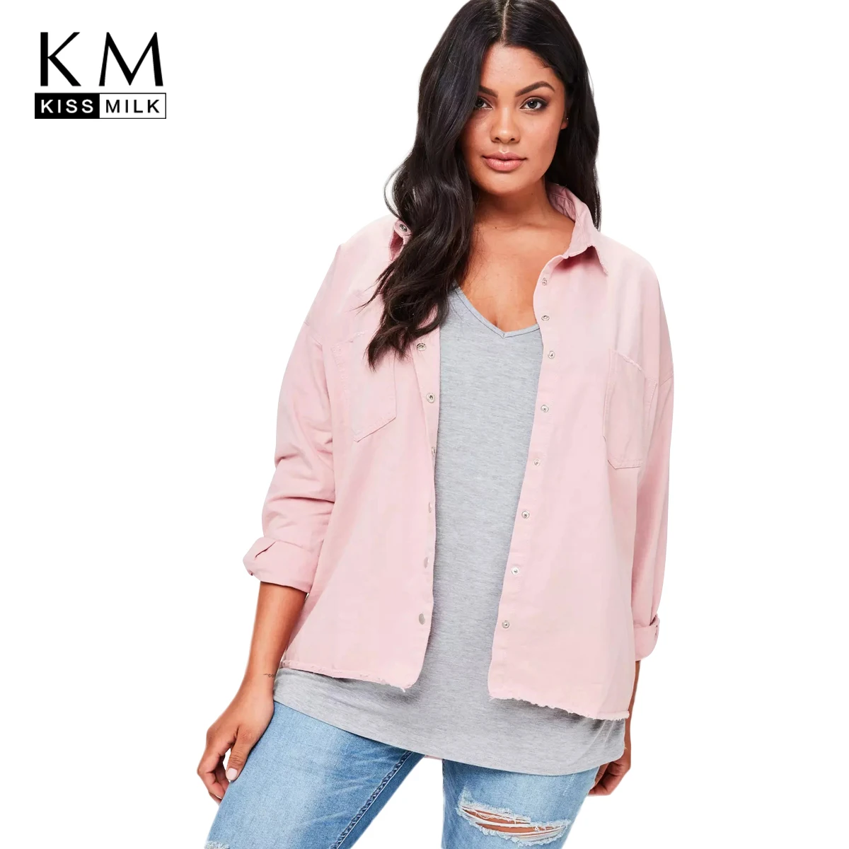 

Kissmilk 2018Plus Size Sweet Women Jackets Letter Printed Big Size Solid Pink Female Coats Large Size Casual Lady Outwears