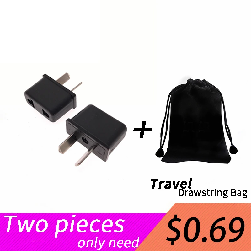 

2PCS Australia to Universal US 2Pin Power Travel Adapter Electric Plug Converter Socket With Travel Drawstring Bag 10A/250V