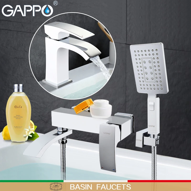 GAPPO white Basin Faucets basin sink water mixers bathroom shower tap bath shower head waterfall faucet Sanitary Ware Suite GAPPO white Basin Faucets basin sink water mixers bathroom shower tap bath shower head waterfall faucet Sanitary Ware Suite