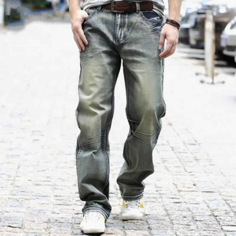 Nouveau Pour Mode Smart 2 Pantalons Longueur Lâche Droite 2018 Casual 40 Jeans Pantalon Plus 1 Pleine Fit Homme Hommes Taille Cowboy Jean Biker La 8Ygngrdqwx