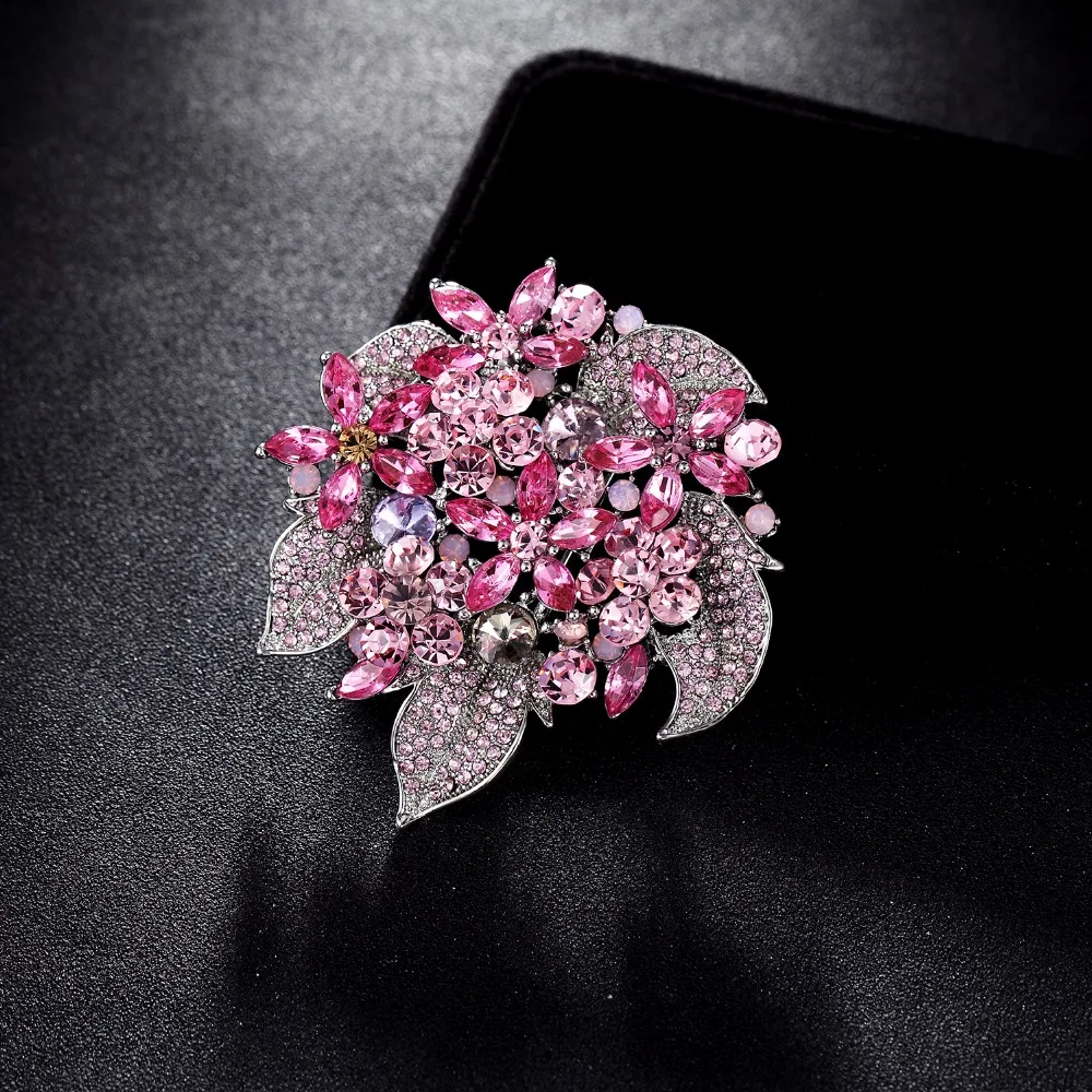 Модные свадебные цветочные броши ювелирные изделия идеальный розовый зеленый страз кристалл хиджаб булавки бренд женские вечерние Броши Bijoux