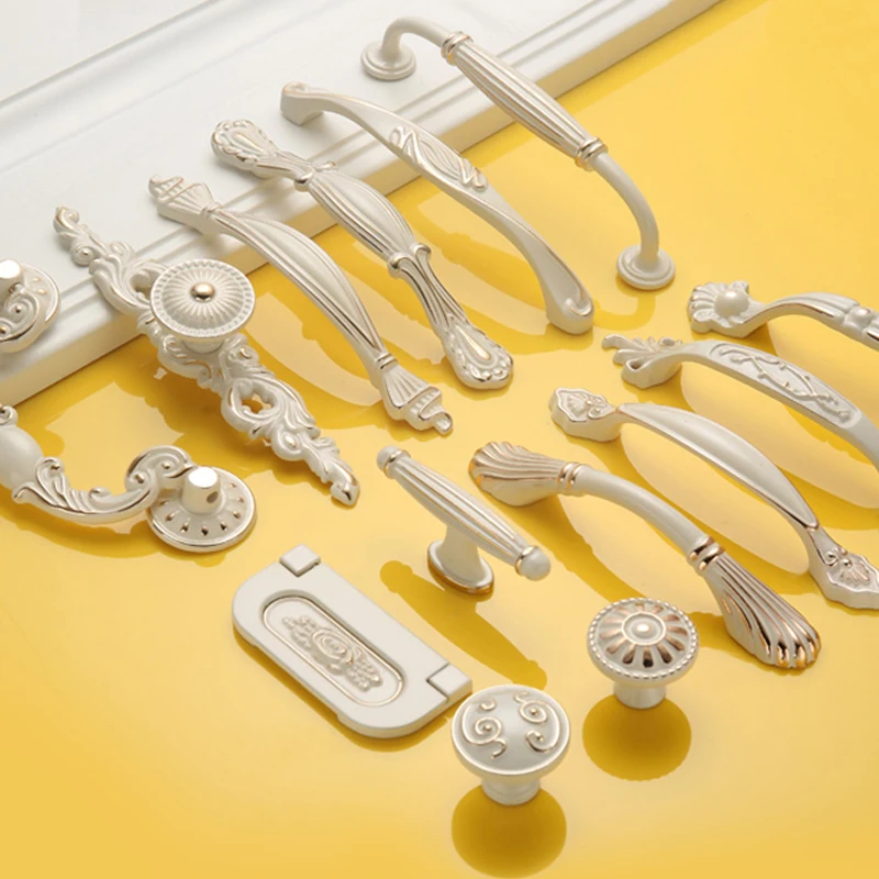 

Zinc Aolly White Cabinet Handle Kitchen Cupboard Door Pulls Drawer Knobs simple Style Furniture Handle Hardware