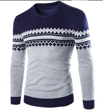 2018 Brand New Sweaters Men Fashion Style Autumn Winter Patchwork Knitted Quality Pullover Men O-Neck Casual Men Sweater XXL