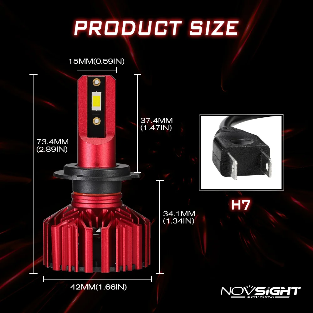 NOVSIGHT мини Автомобильные фары H7 светодиодный H4 светодиодный H1 h3 H8 H11 HB3 9005 HB4 9006 Авто лампы 60 Вт 10000LM автомобилей фары 6000K