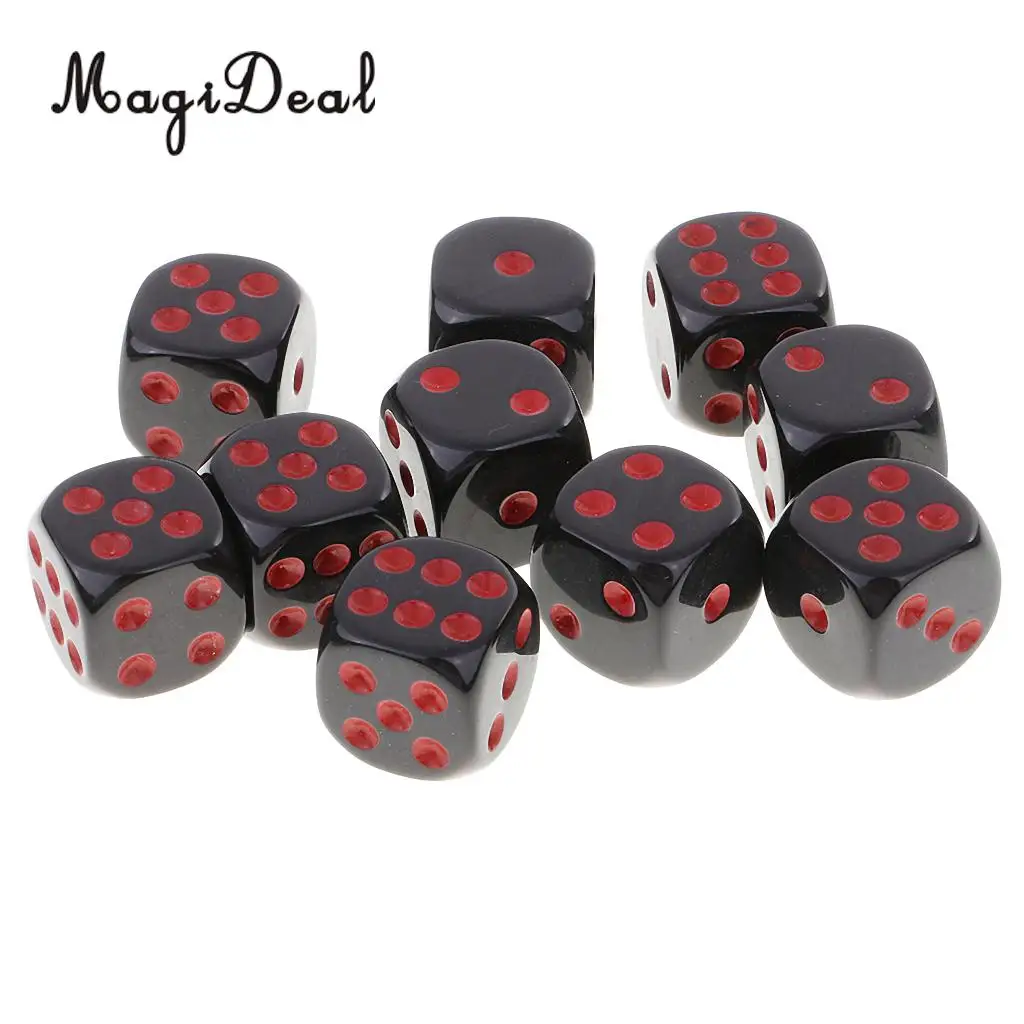 MagiDeal Durable 10Pcs Plastic D6 Dice Set for Dungeons& Dragons RPG Table Board Game Party Club Pub Dice Accessory 3 Colors