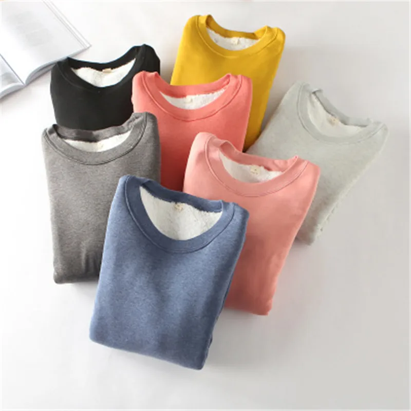 

Velvet Autumn T Shirt Women Long Sleeve Oneck Solid Bottoming Winter Basic Long T-Shirt Tops Tees Thermal Tshirts Underwear Z806