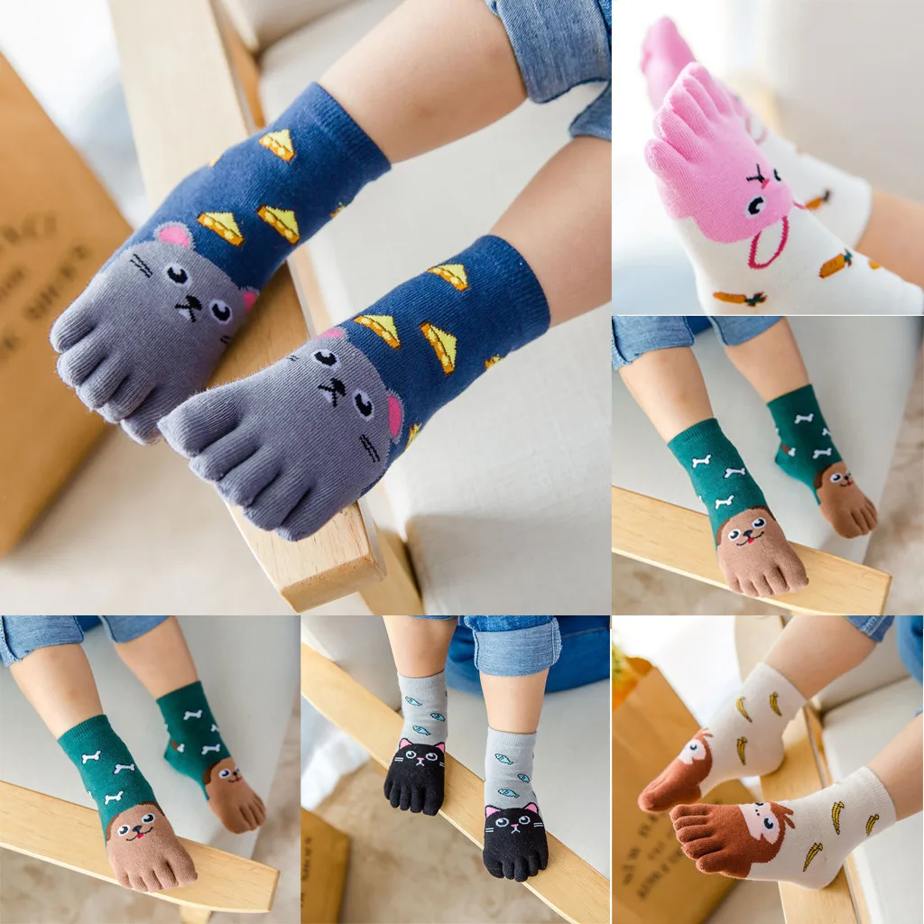 

New Five Fingers Socks Baby Kids Girls Boys Cartoon Animal Anti Slip Cotton Socks Toddler Spring Autumn Winter Warm 5 toe socks