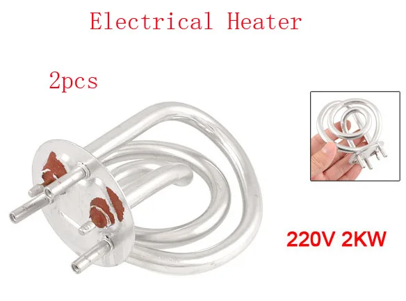 

220V 2KW Silver Tone Stainless Steel Electric Heater Tube 2pcs
