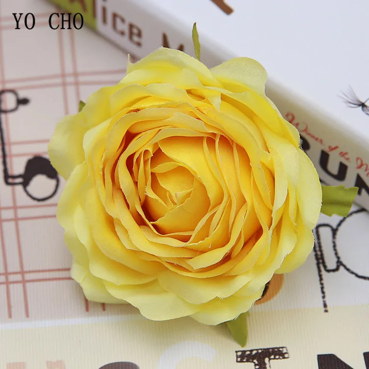 yellow peonies flower head roses artificial flowers Silk wedding