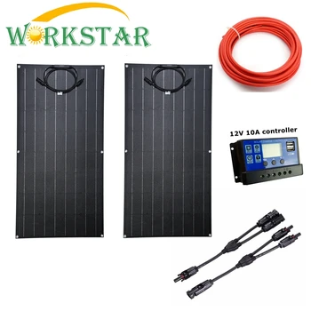 

Workstar ETFE 100w Flexible Solar Panel 2pcs ETFE Solar Panel 12V Solar charger Car Home use 200W solar system for Beginner