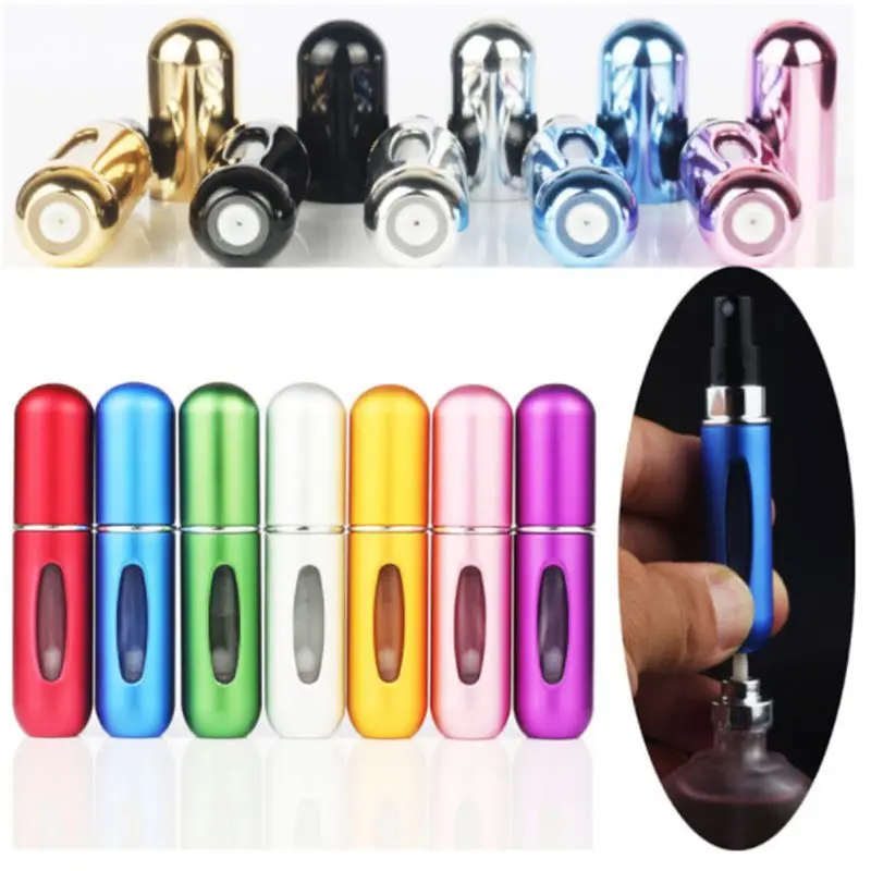 

5ml Portable Travel Mini Refillable Empty Perfume Bottle Atomizer Scent Pump Spray Case Aluminum Cosmetic Container Dispenser
