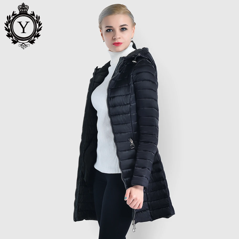

Autumn Quilted Cotton Padded Jackets and Coats Women Parkas Long Windproof With Hood Slim Warm Coat 2019 COUTUDI New Collections