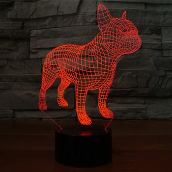 

Cute French Bulldog 3D LED Night Lamp 7 Colors USB Hologram Decor Lamp Table Desk Lights Birthday Party Gift For Children Friend