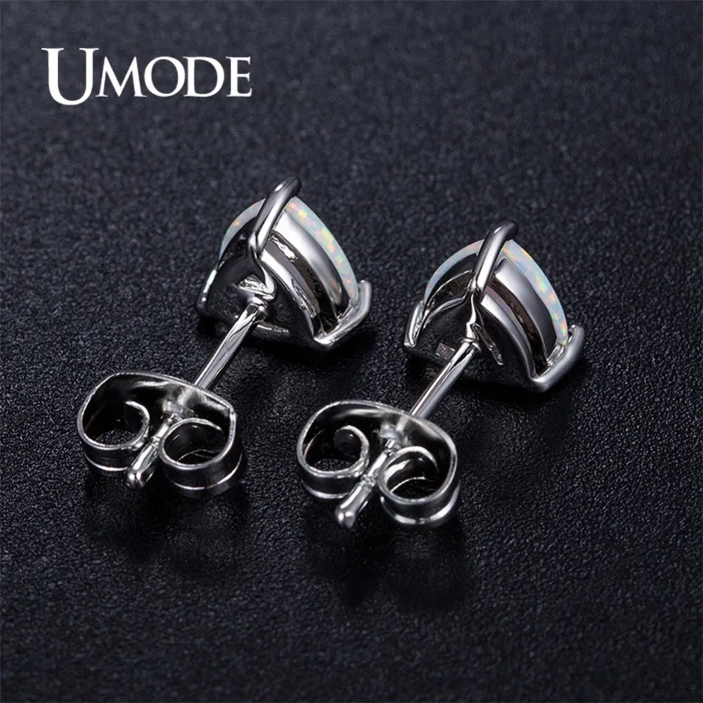 UMODE White Gold Color Trillion Opal Stud Earrings for Women 2018 Fashion Boucle D'Oreille Pendiente Mujer Moda Bijoux AUE0391B