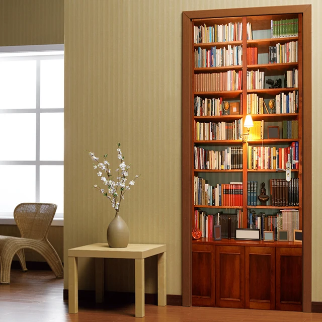 PVC 3D Wand Aufkleber Bücherregal Selbstklebende Tür Kühlschrank ... PVC 3D Wand Aufkleber Bücherregal Selbstklebende Tür Kühlschrank ...