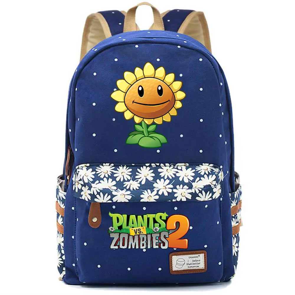Игра PVZ, Подсолнух, крестьянский орех, цветы, точка, мальчик, девочка, школьная сумка, женский рюкзак, школьная сумка для подростков, Холщовый женский рюкзак 9 - Цвет: 703CHK-06