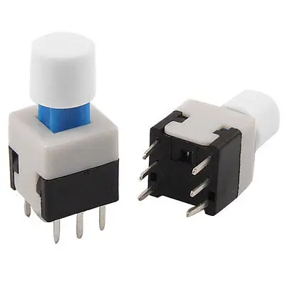 

10 Pcs 6 Pin DIP White Cap Lock Tactile Tact Push Button Switch 8 x 8mm x 14mm