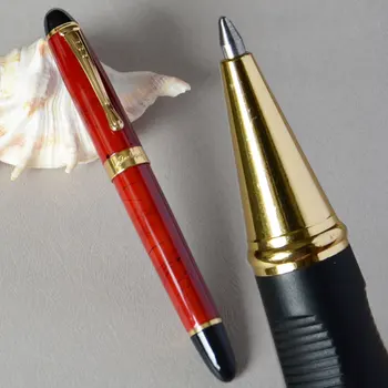 

JINHAO X450 CORAL RED WITH BLACK STRIPES ROLLLER BALL PEN GOLDEN TRIM JINHAO 450