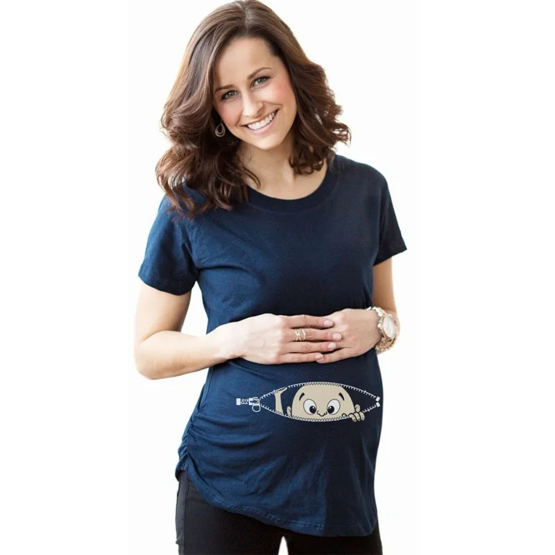 New-2018-Summer-Maternity-Pregnancy-T-Shirt-Women-Cartoon-Tee-Baby-Print-Staring-Pregnant-Clothes-Funny (3)