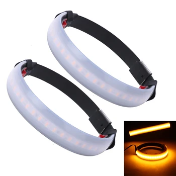 

1Pair 12V Motorcycle Front Fork Turn Signal Light Strips Indicator 120° Beam Amber LED With Double Side Adhesive Tape For Yamaha