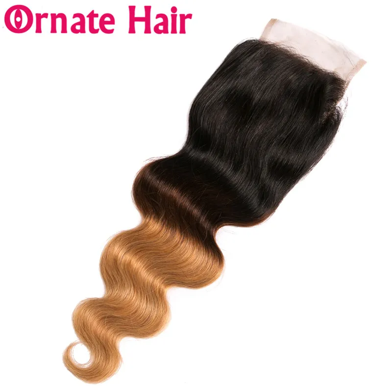 Покраска методом Омбре пучок человеческих волос с закрытием перуанские волосы объемная волна 3 пучка s с закрытием блонд пучок s с закрытием не Реми