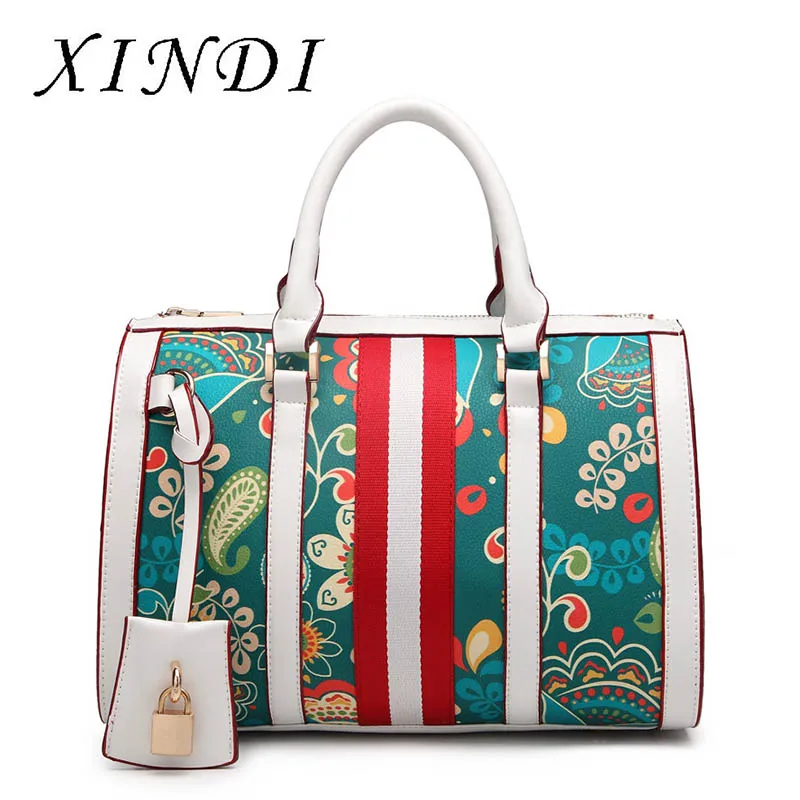 

Brand women totes handbag designer luxury high quality PU leather ladies green Flowers figure handbag messenger shoulder bag