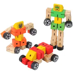 DIY Деревянные роботы игрушки Трансформационные автомобили лучший подарок развивающие игрушки для детей мальчиков Фигурки и игрушки