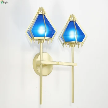 

Modern Multicolor Diamond Glass Led Wall Lamp Bedroom Gold Metal Led Wall Lights Fixtures Living Room Wall Light Wall Sconce