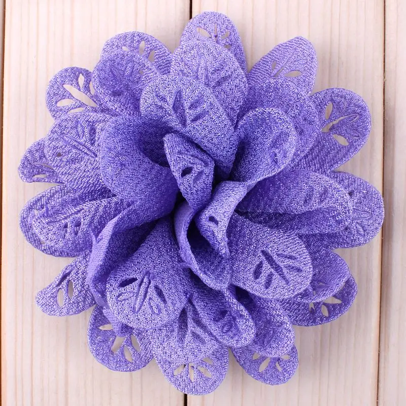 10pcs/lot3.8" 12 Colors Hair Clip Chic Fabric Flowers For Hair Accessories Artificial Hollow Out Leaf Flowers For DIY Headbands - Цвет: G